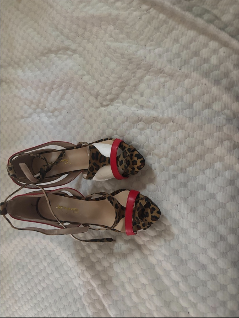 Leopard Print Heeled Sandals with Red Accent - Women